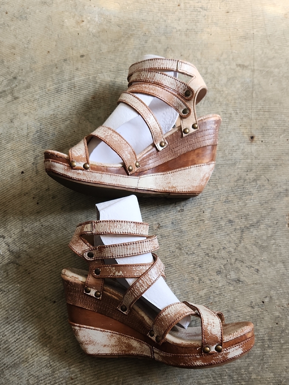 Bed/stu Metallic Rose Gold Wedge Sandals Size 9 - 9.5